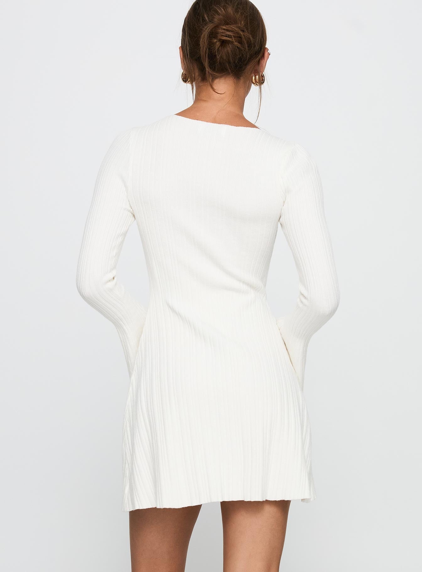 Terraces Long Sleeve Mini Dress White