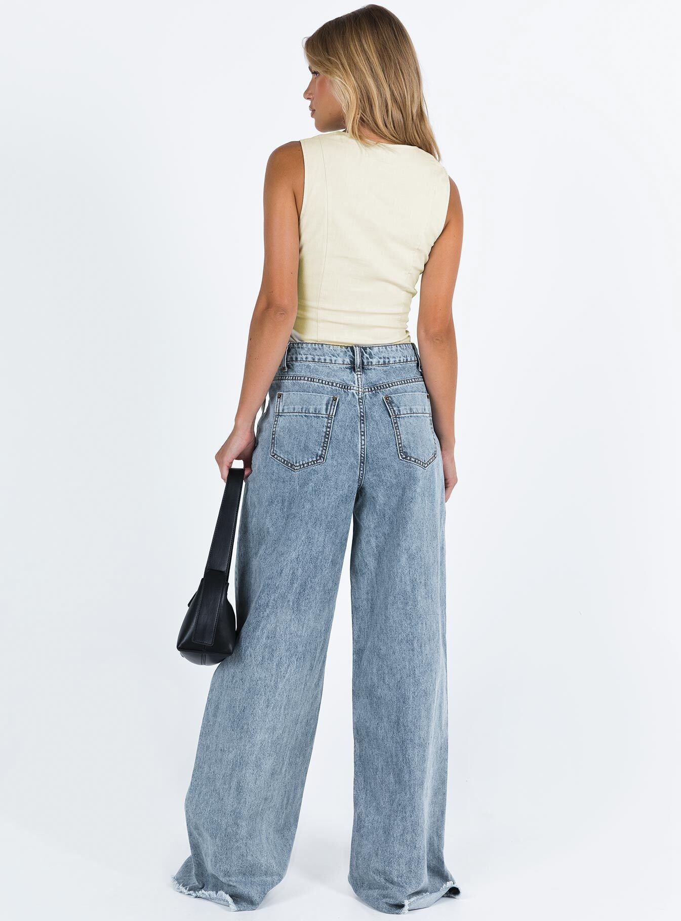 Eivissa High Rise Baggy Jeans Faded Denim