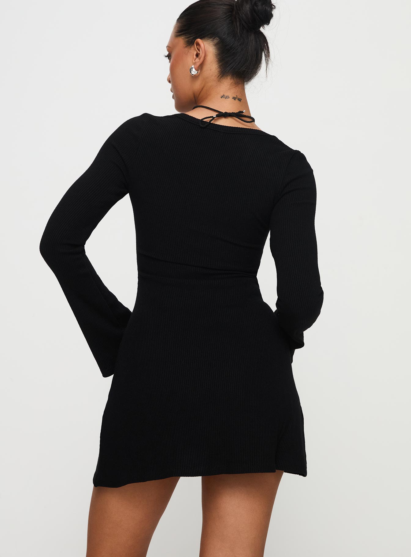 Best Interest Long Sleeve Mini Dress Black