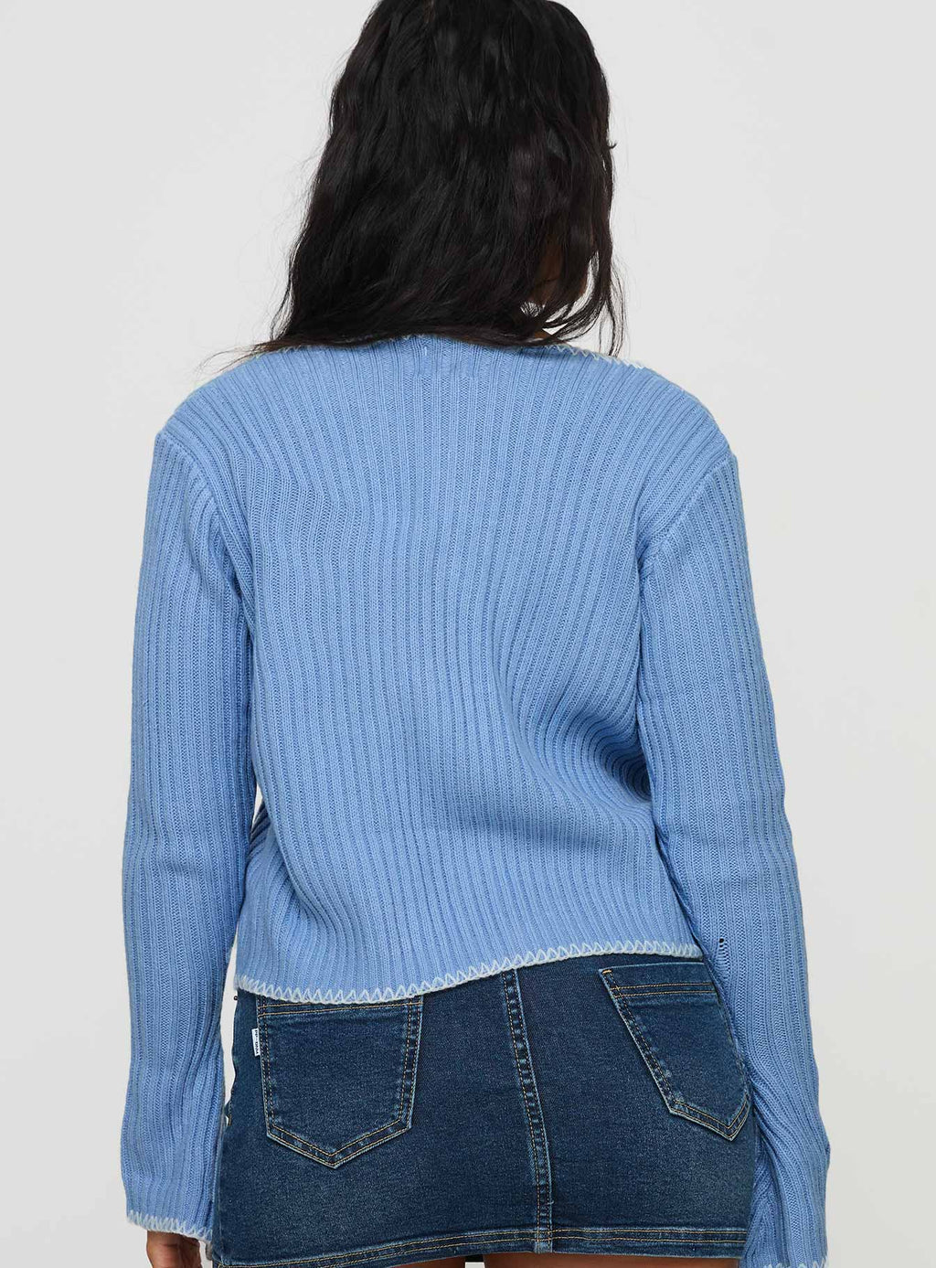 Jaimee Tie Up Knit Top Blue