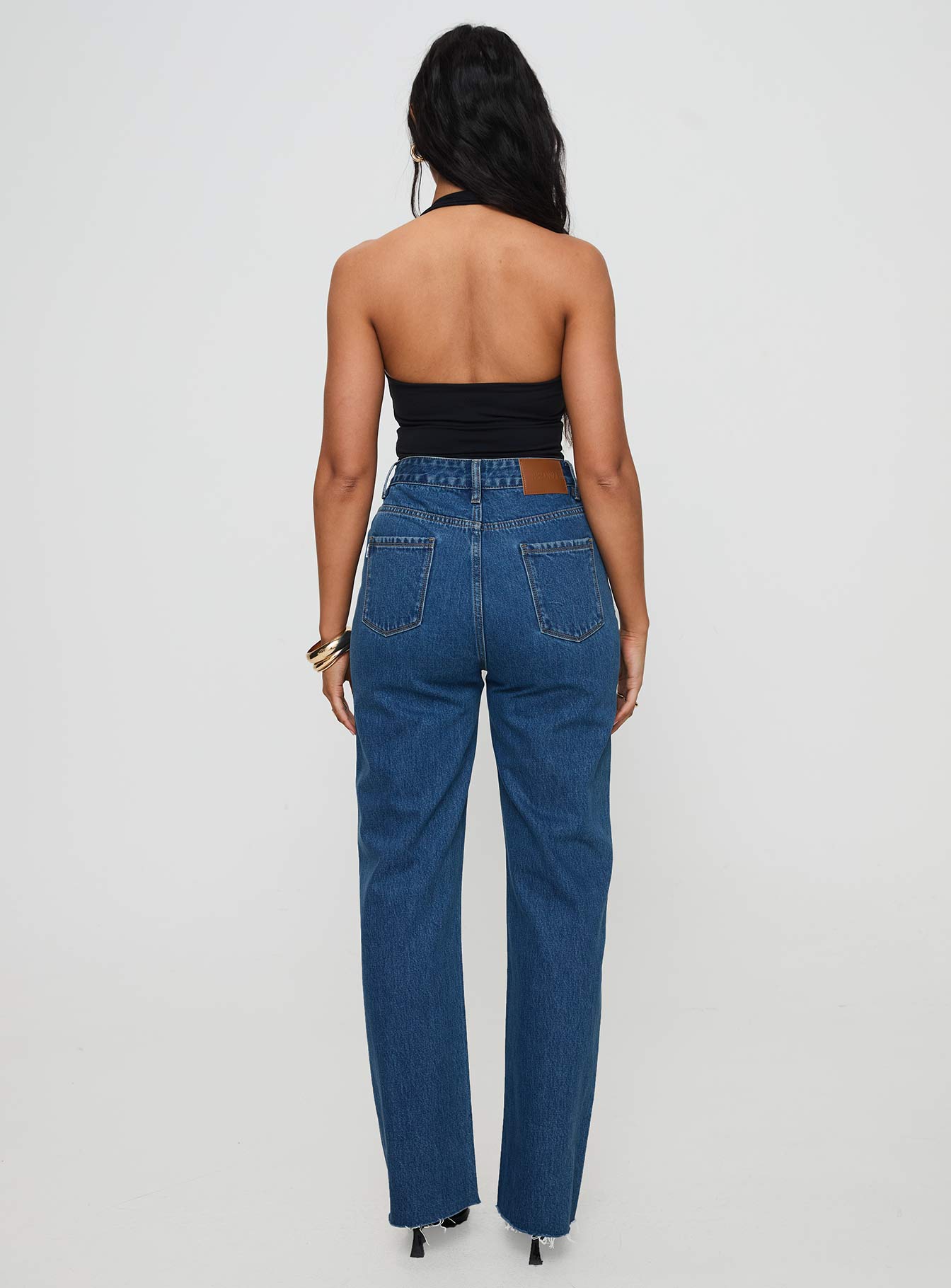 Kalinda High Rise Straight Leg Jeans Mid Blue