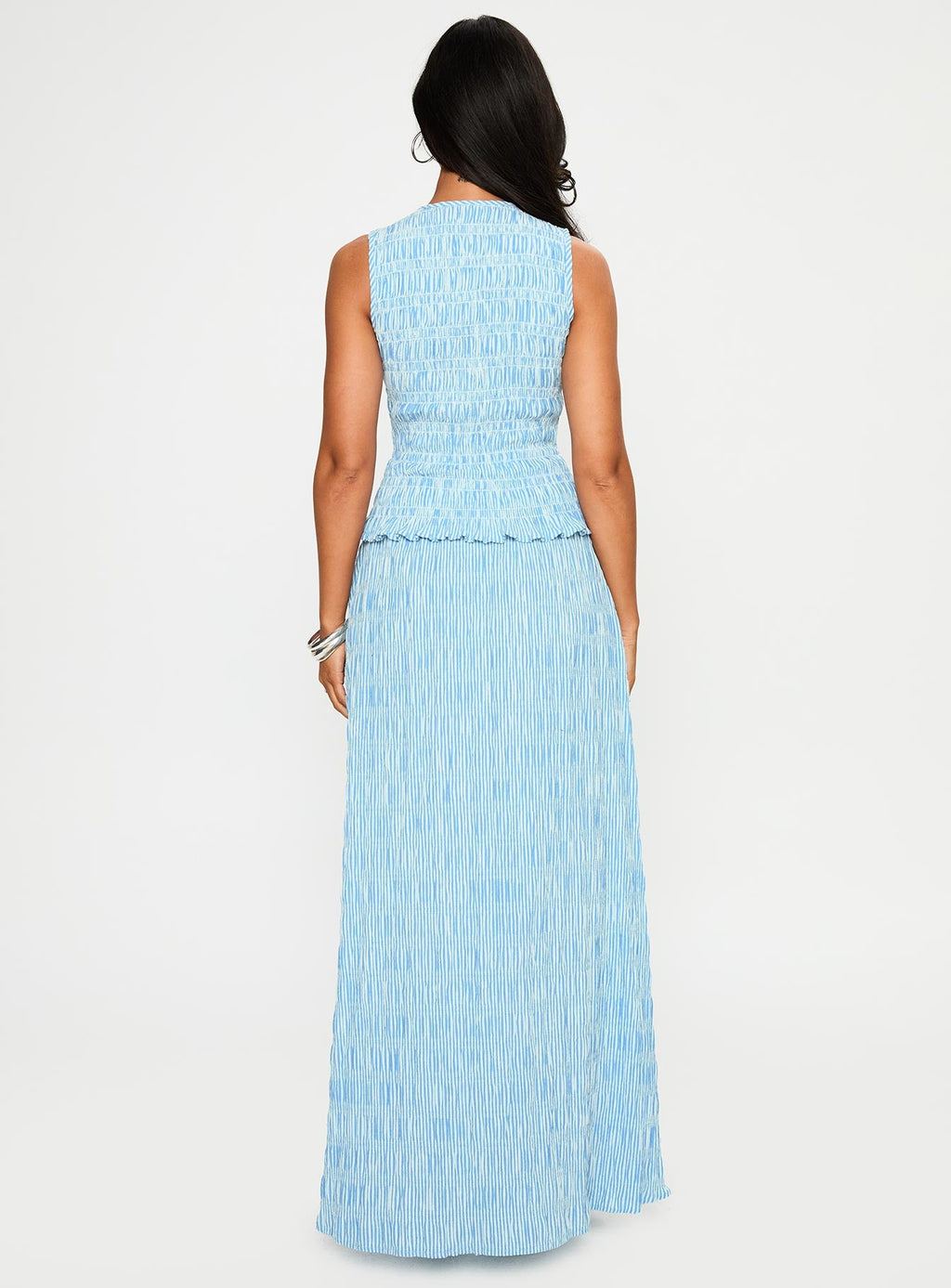 Songbird Shirred Maxi Dress Blue
