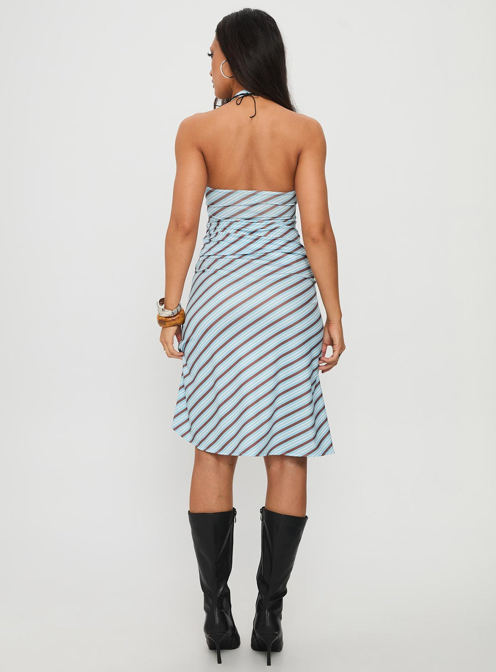 Esmeray Midi Skirt Blue Stripe