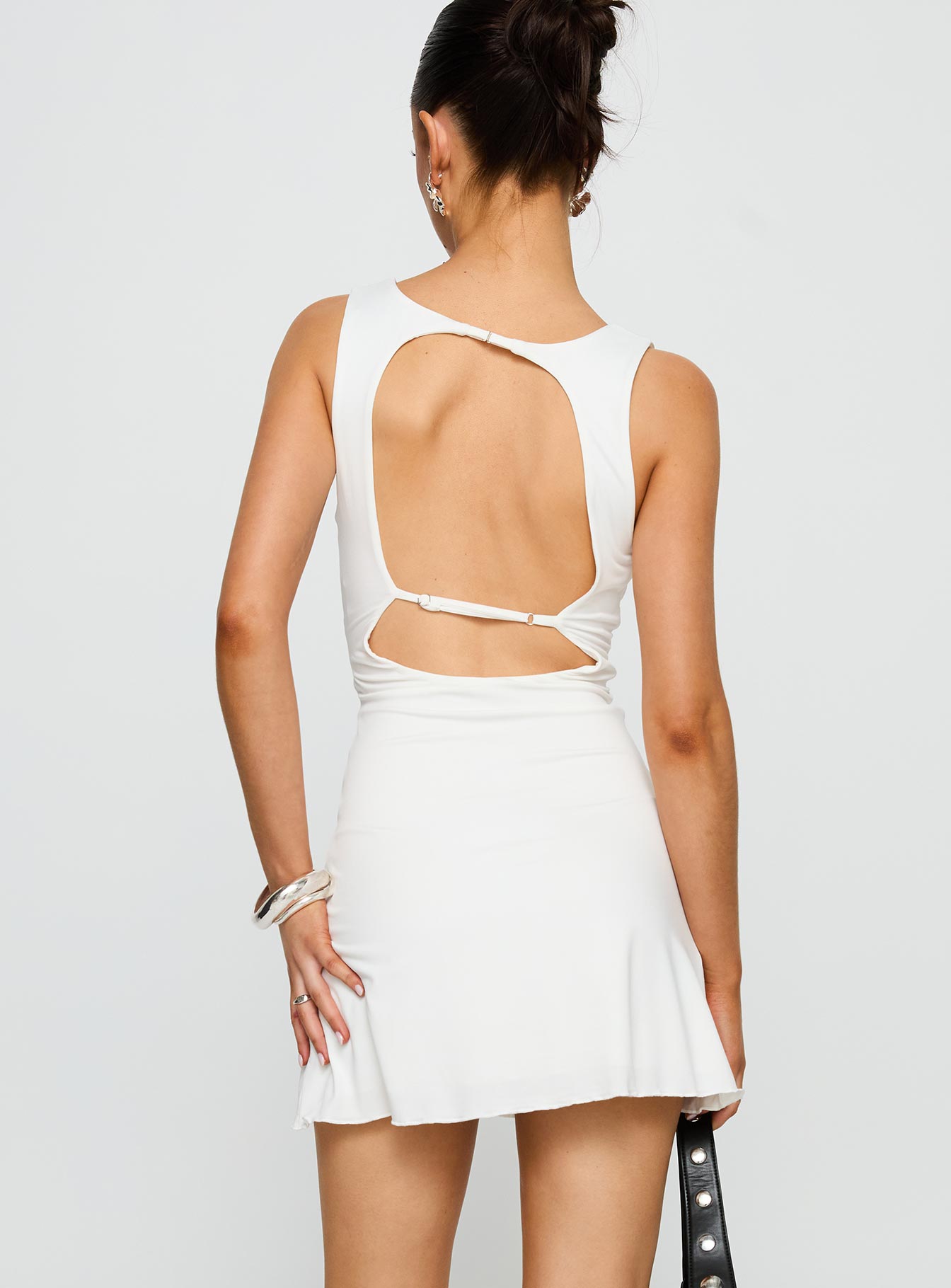 Frederica Plunge Mini Dress White
