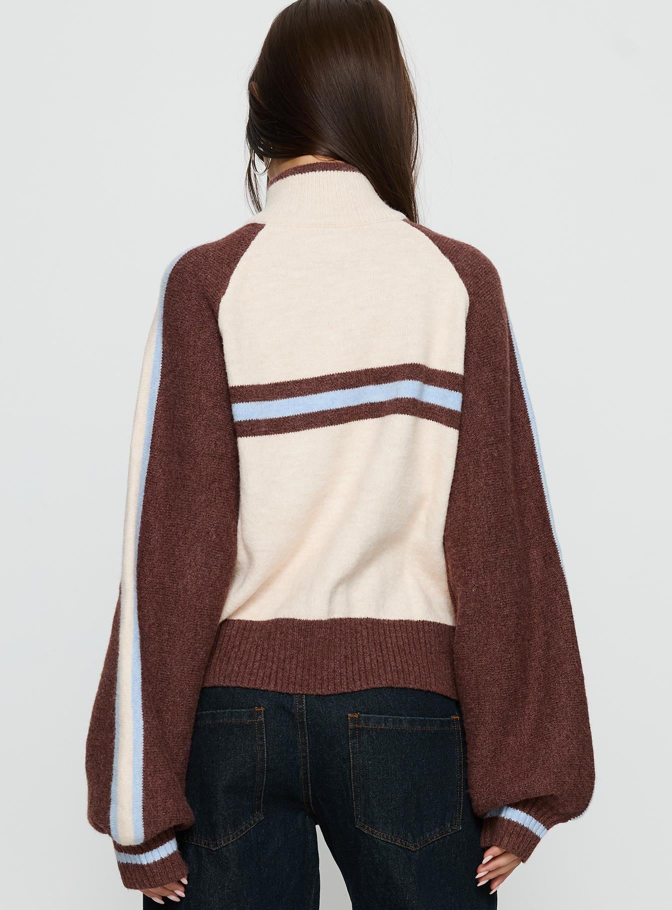 Lexanne Zip Through Knit Jumper Cream Multi