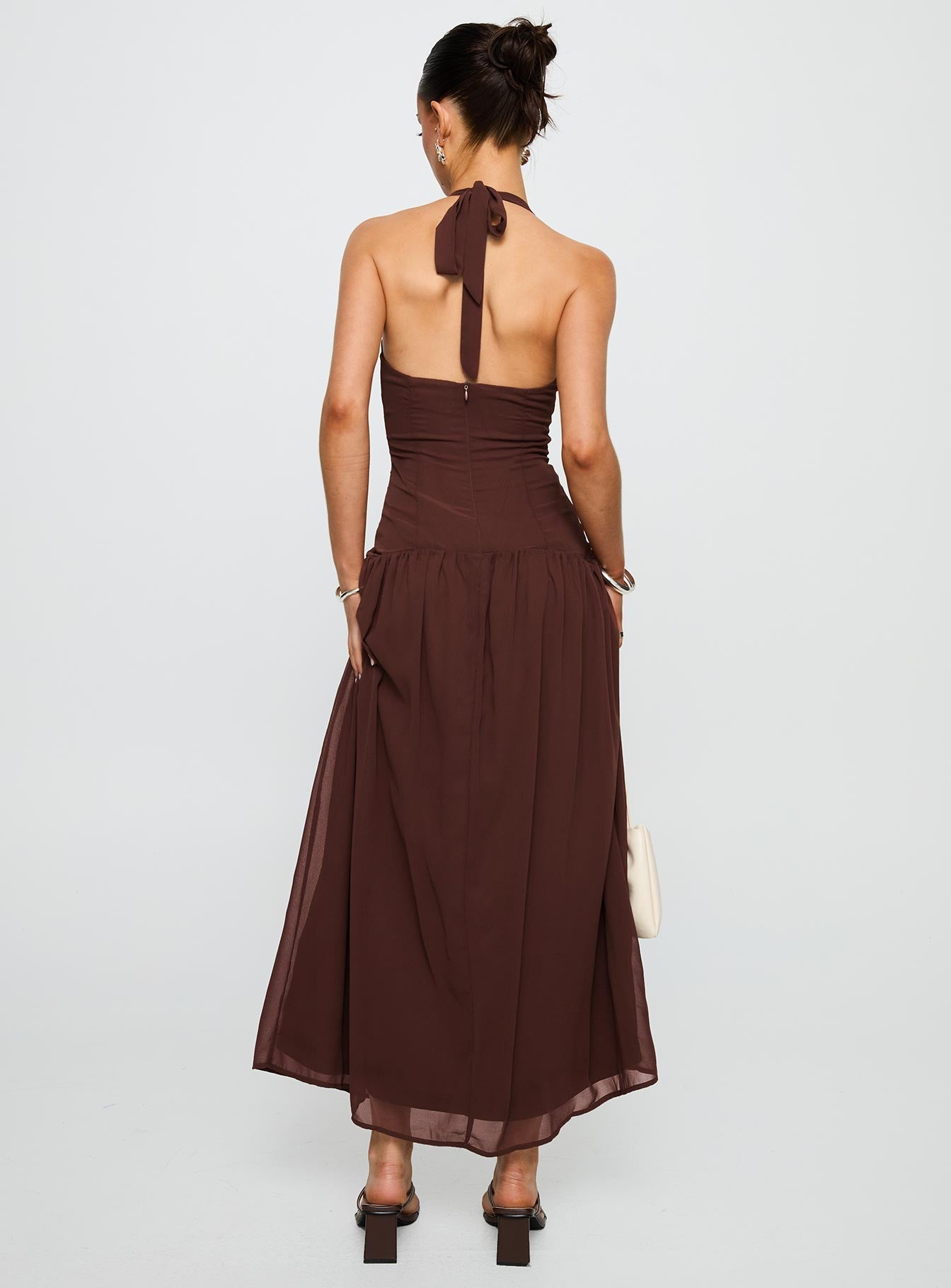 Chestnut Drop Waist Maxi Dress Brown