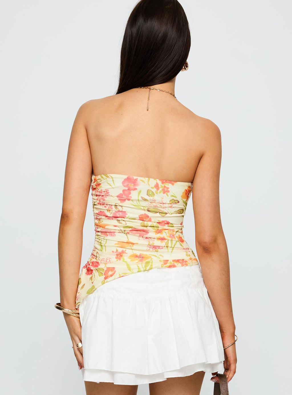 Heidan Strapless Top Red Floral