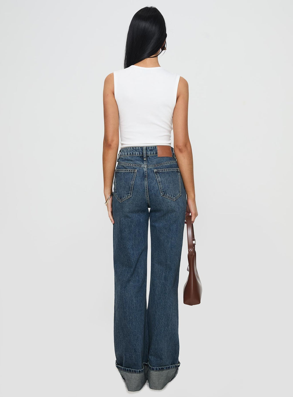 Florida Keys Mid Rise Straight Leg Cuffed Jeans Mid Blue