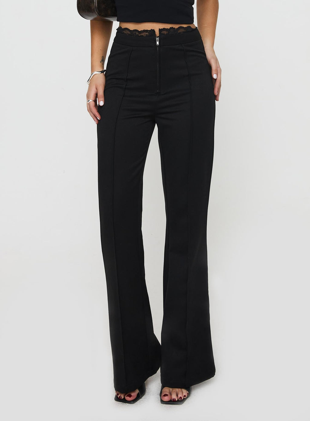 Stellina Slim Fit Flared Pants Black