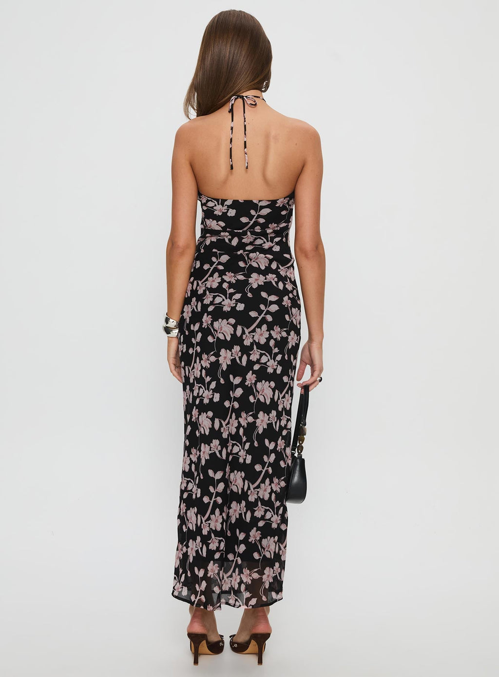 Anisa Halter Maxi Dress Black Floral