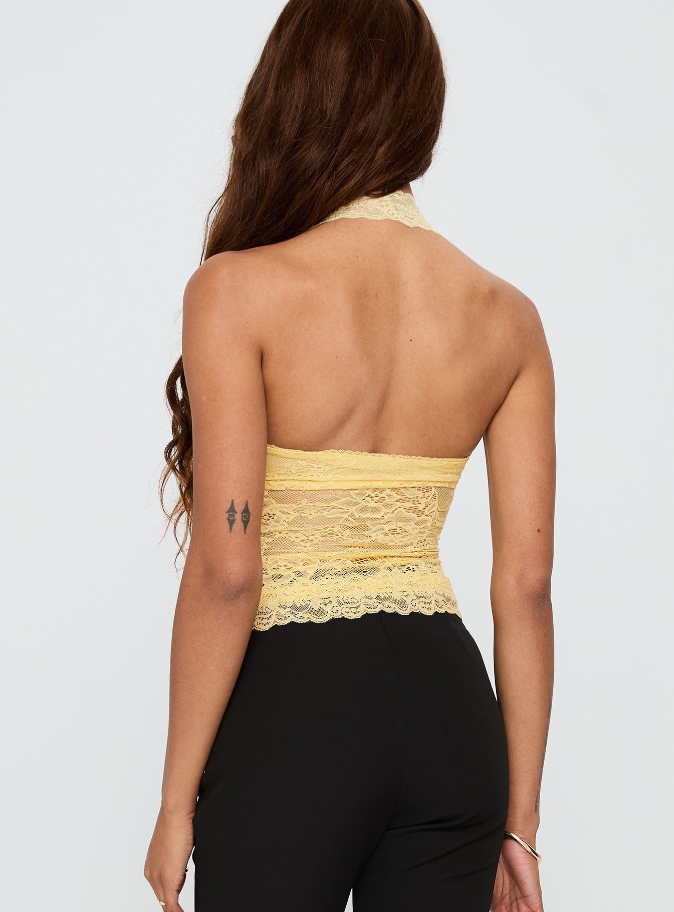 Fantasize Lace Halter Top Yellow