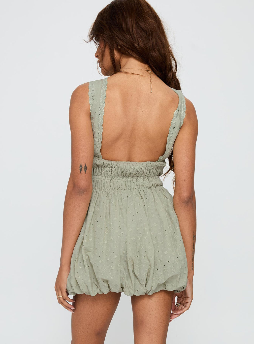 Vittoria Bubble Hem Mini Dress Sage