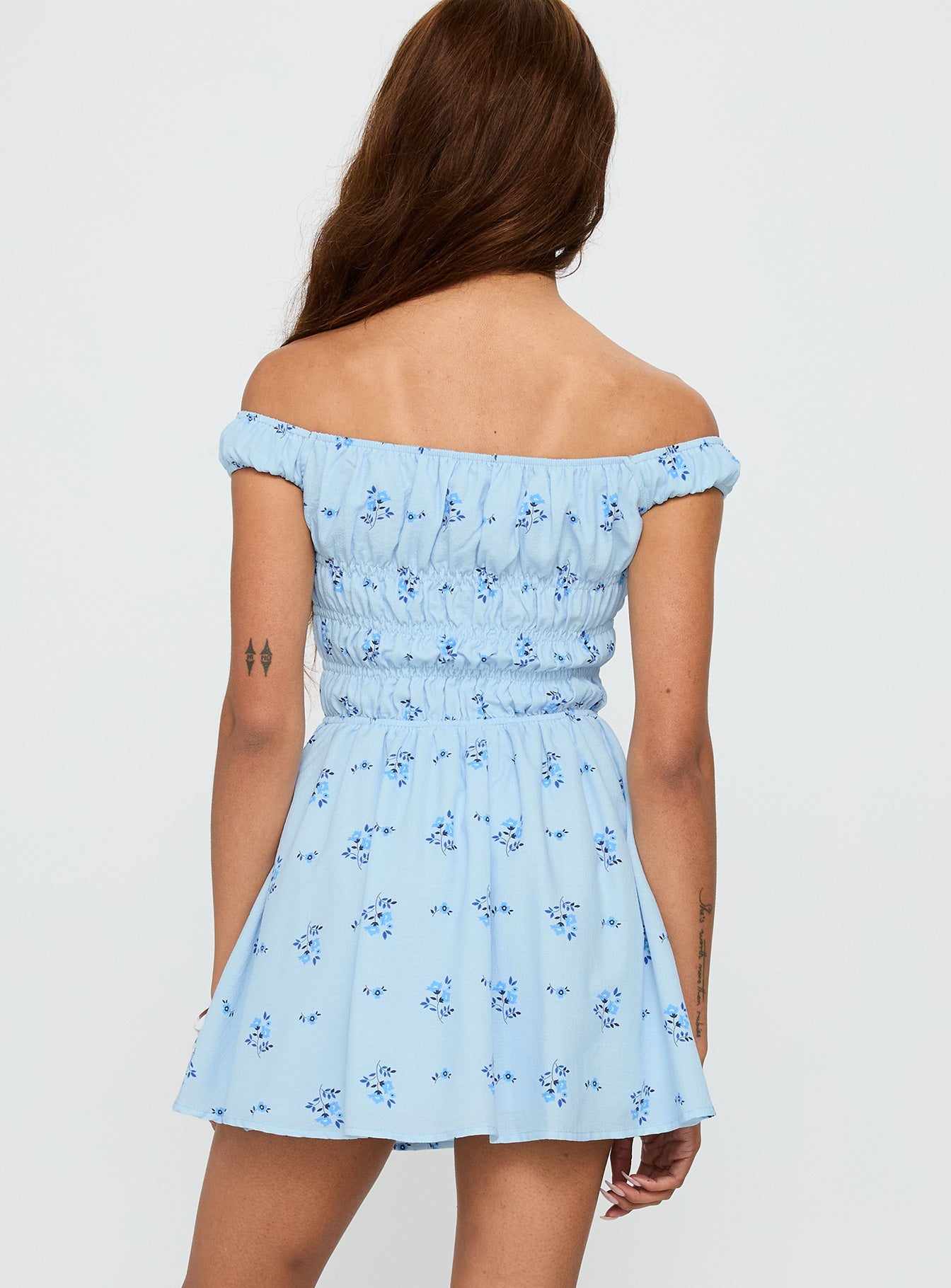 These Are The Days Shirred Mini Dress Blue Multi