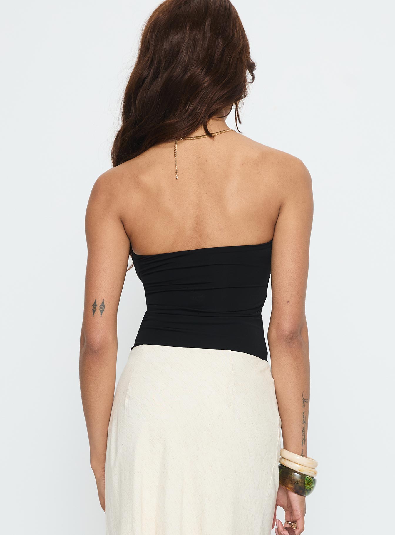 Jadea Strapless Hardware Detail Bodysuit Black