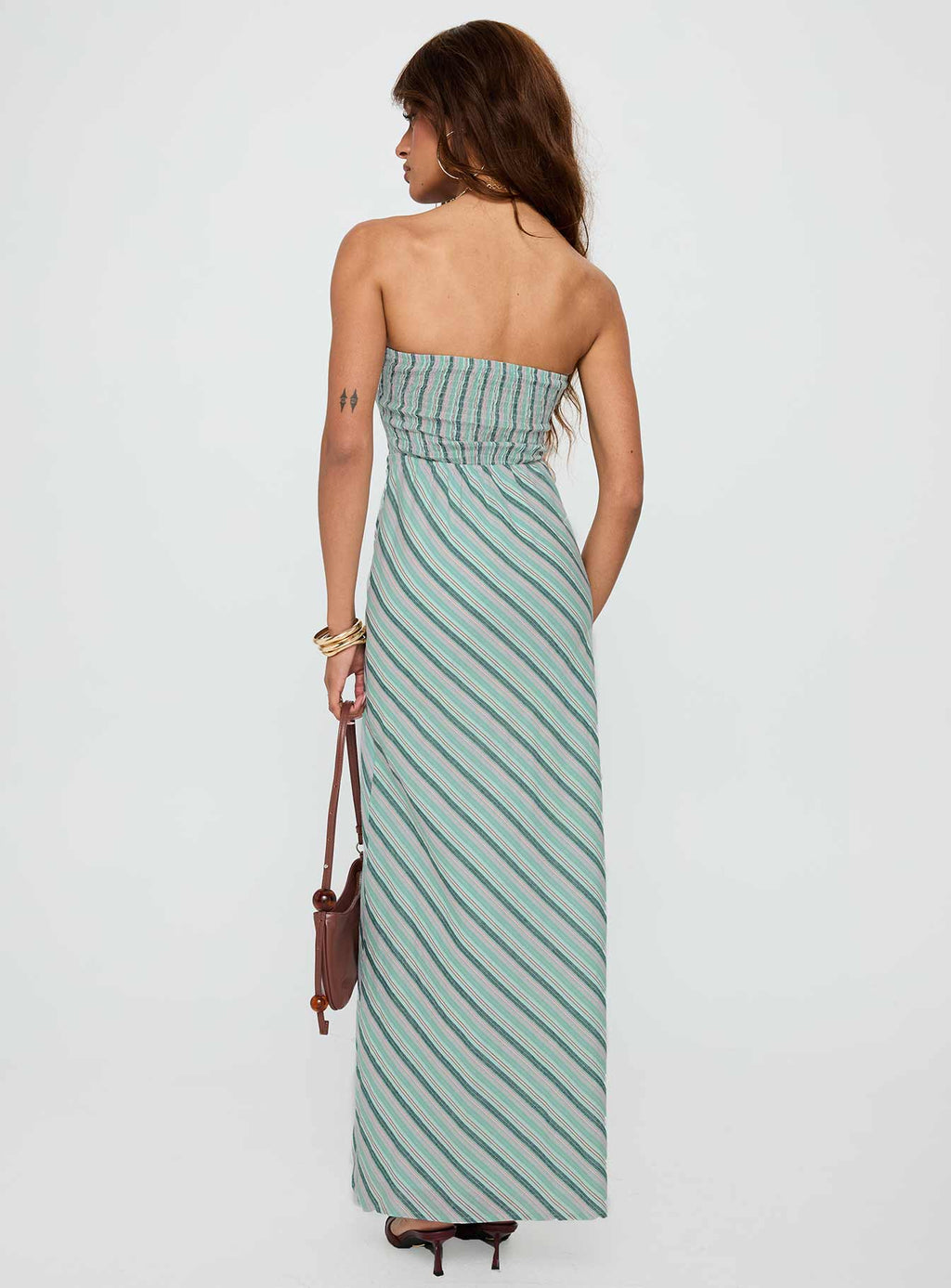 Finchie Strapless Maxi Dress Blue Stripe