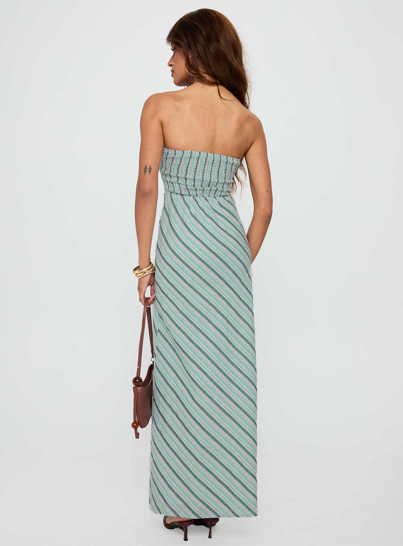 Finchie Strapless Maxi Dress Blue Stripe