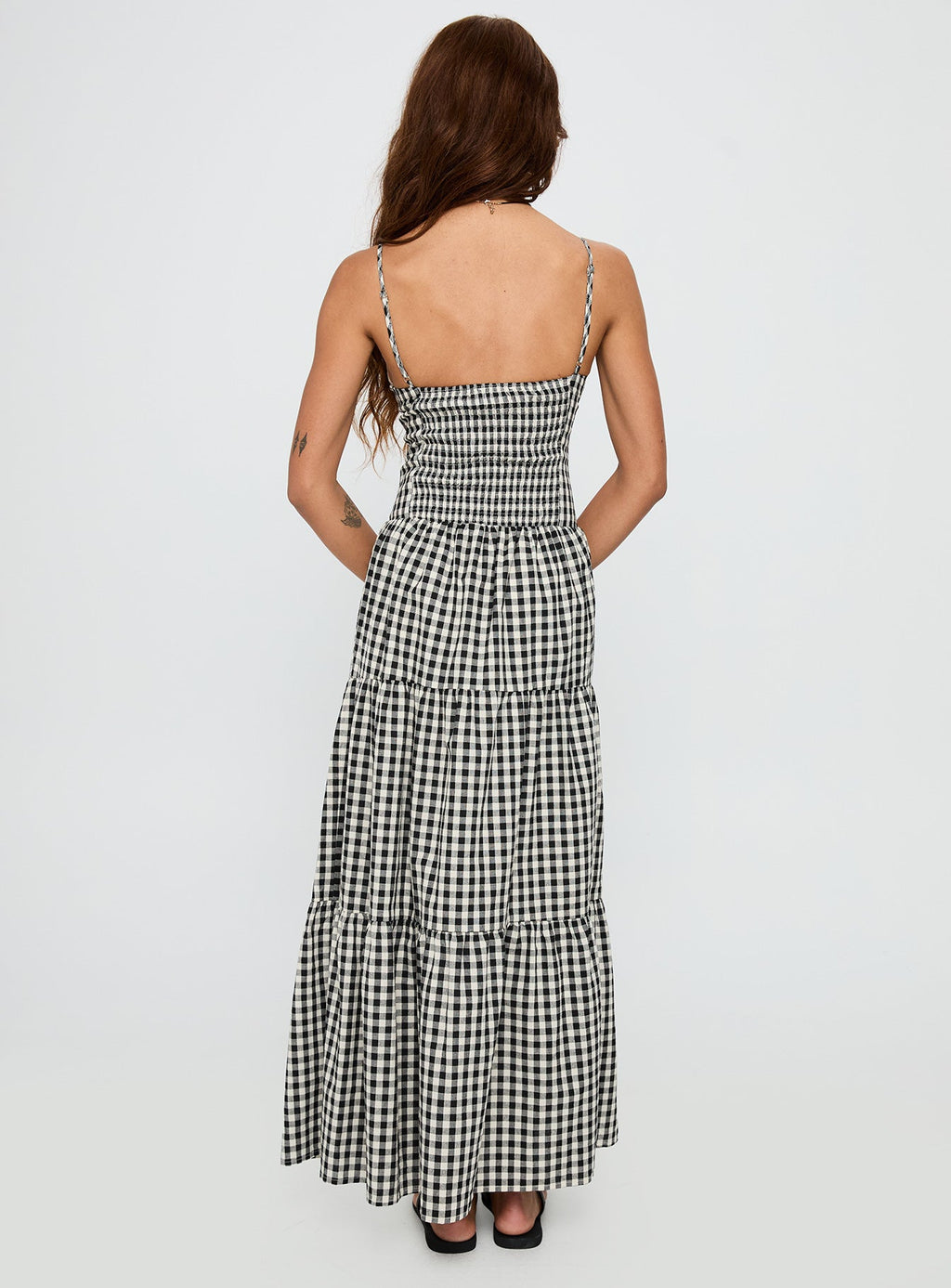 Avaleine Tiered Maxi Dress Black / White Check