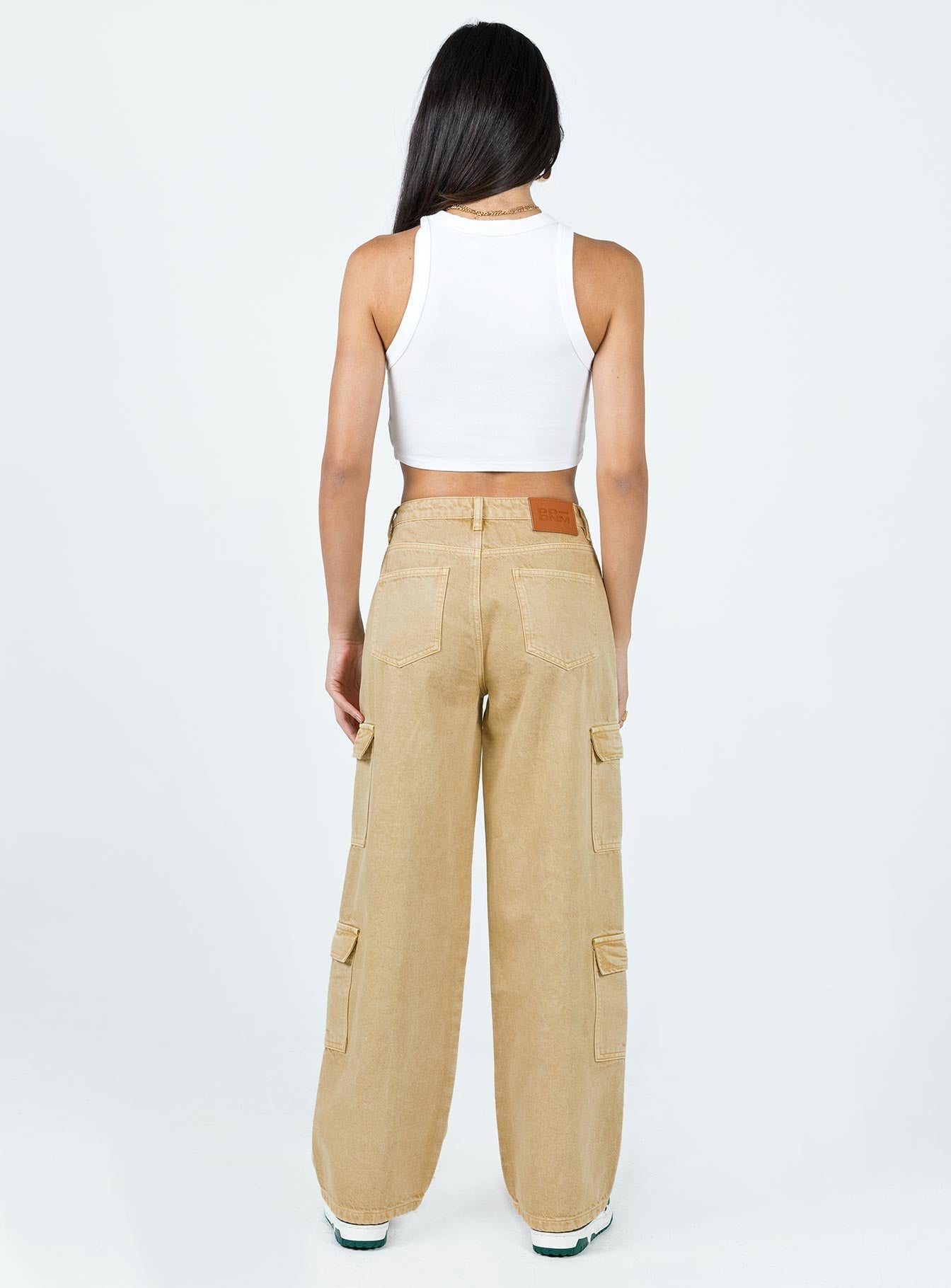 Locksley Mid Rise Baggy Cargo Jeans Beige