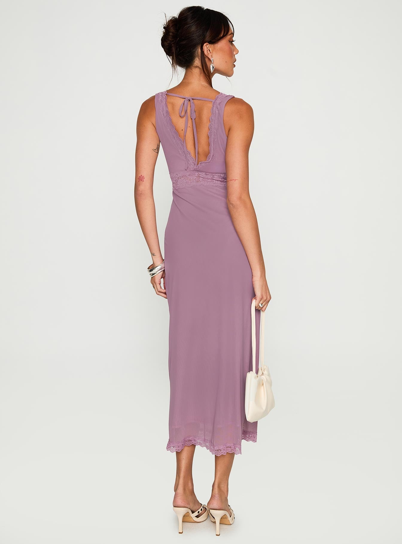 Between The Lines Lace Trim Maxi Dress Purple