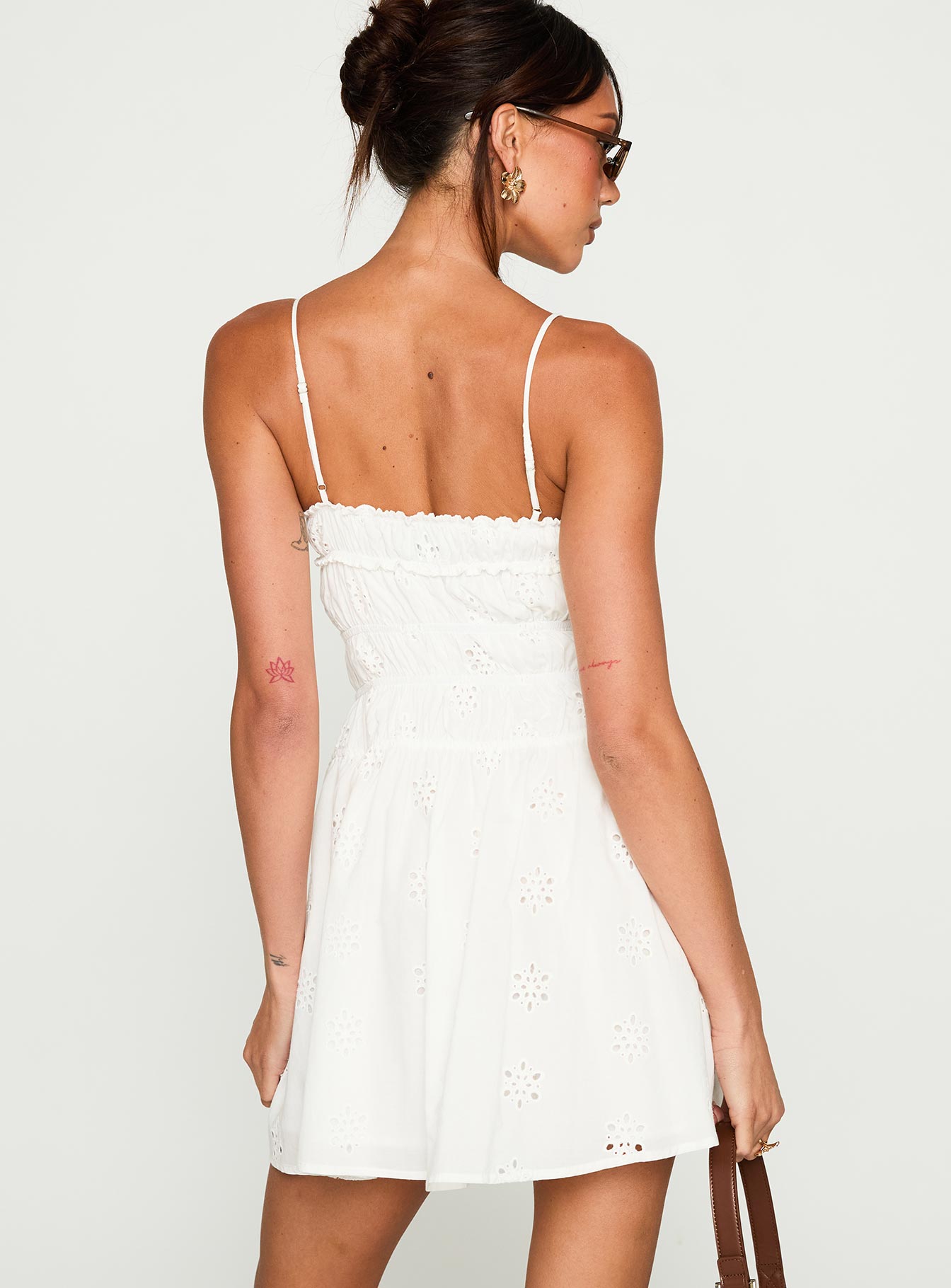 Wish Me Luck Shirred Mini Dress White