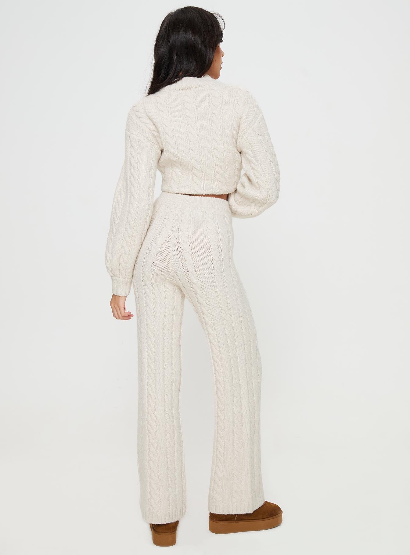Sharif Cable Knit Pants Beige