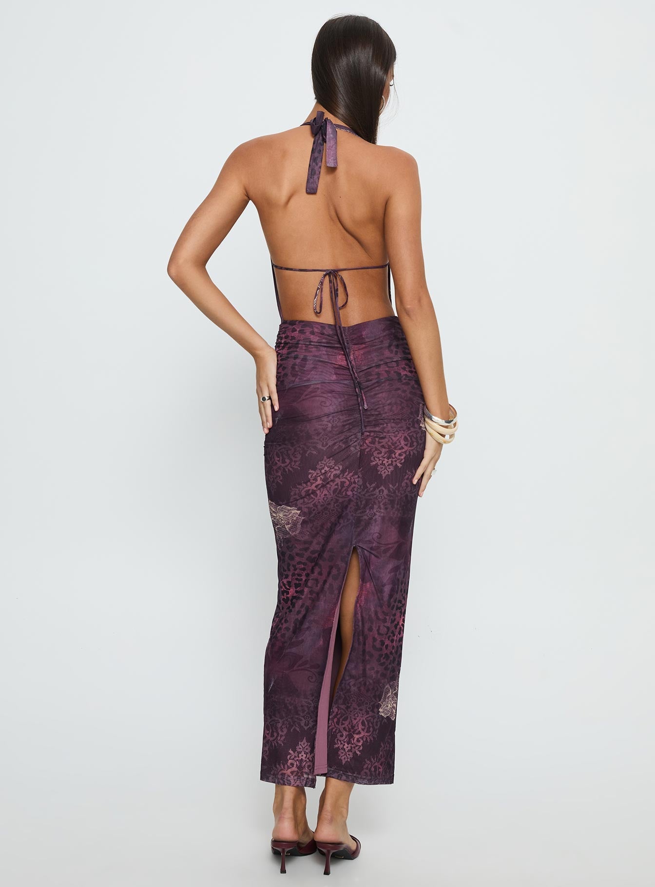 Manaia Cowl Halter Neck Maxi Dress Multi