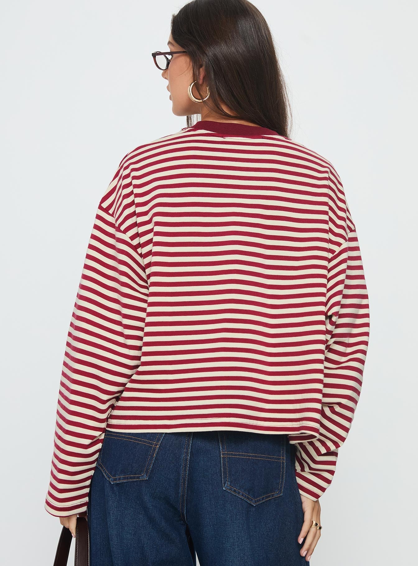 Bloom Long Sleeve Top Wine Stripe