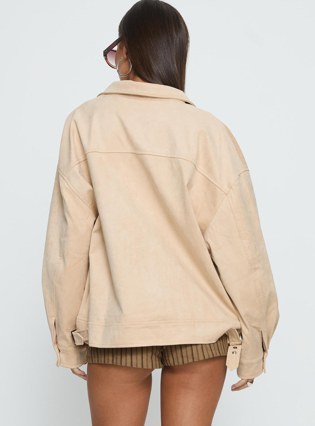 Goldsmith Faux Suede Bomber Jacket Beige