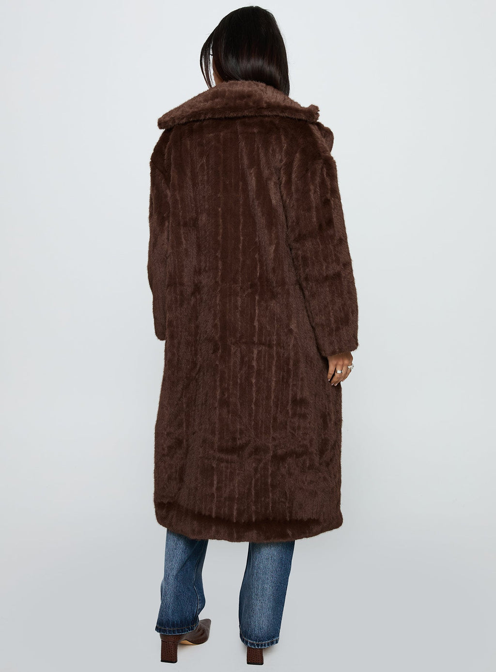 Moss Faux Fur Coat Chocolate