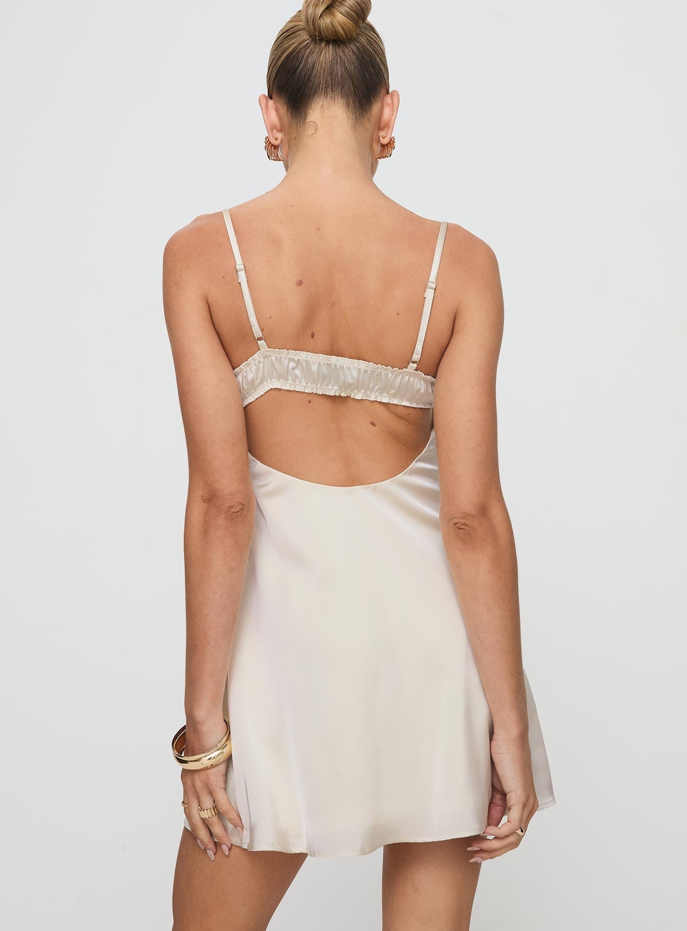 Decipher Satin Mini Dress Ivory