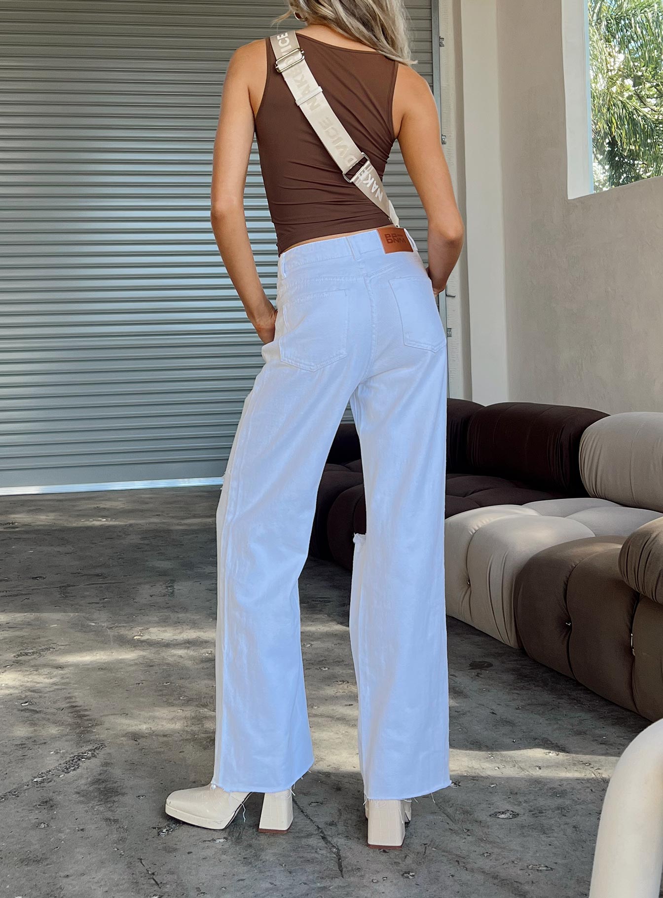 Meliana Wide Leg Denim Jeans White