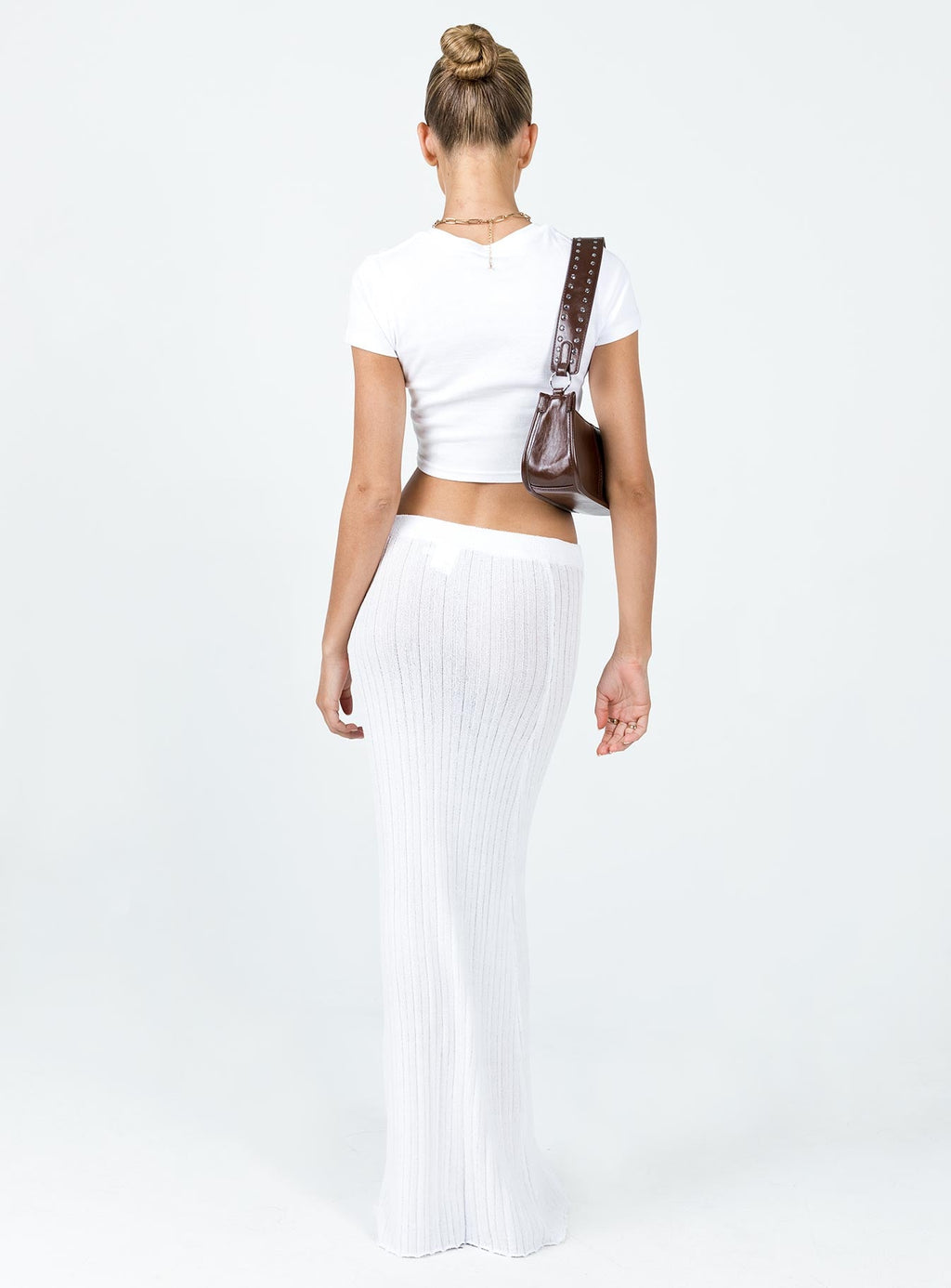 Belle Knit Maxi Skirt White
