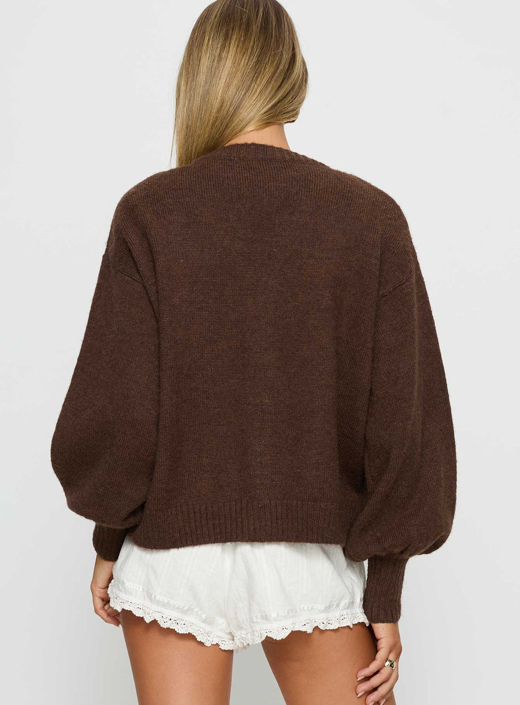 Eartha V Neck Knit Sweater Brown