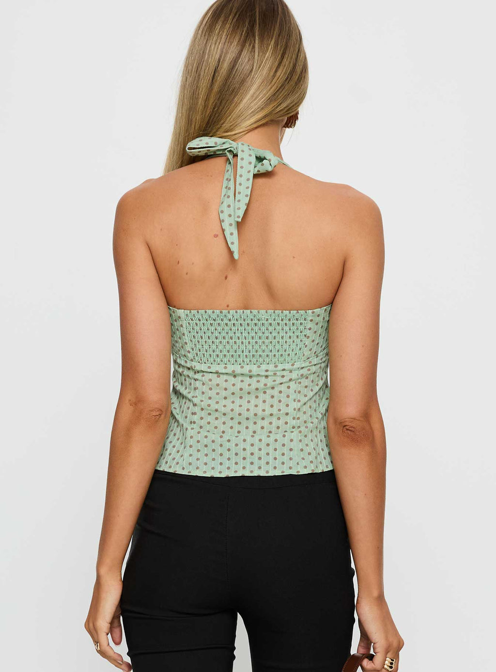 Isabetta Halter Top Green Polka