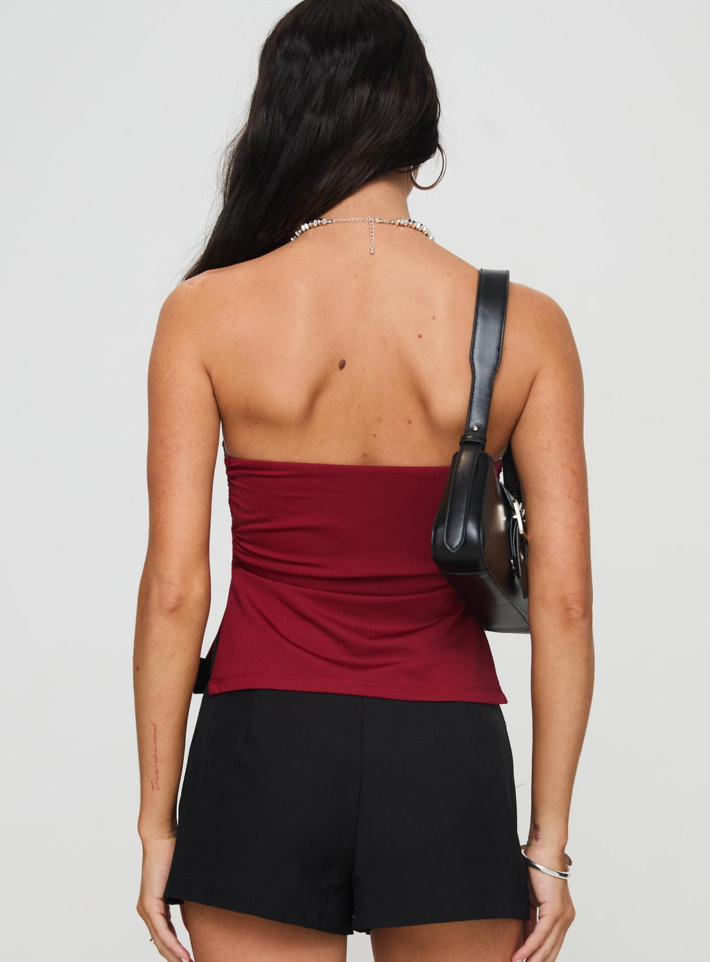 Round The World Strapless Top Burgundy
