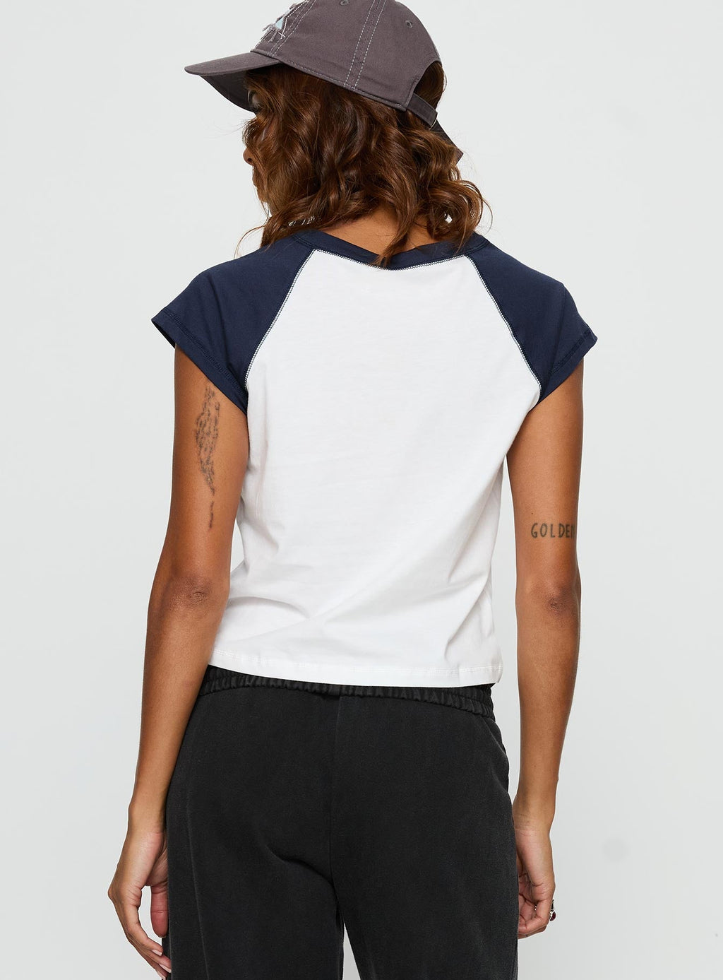 Southern Charm Graphic Baby Tee Navy / White