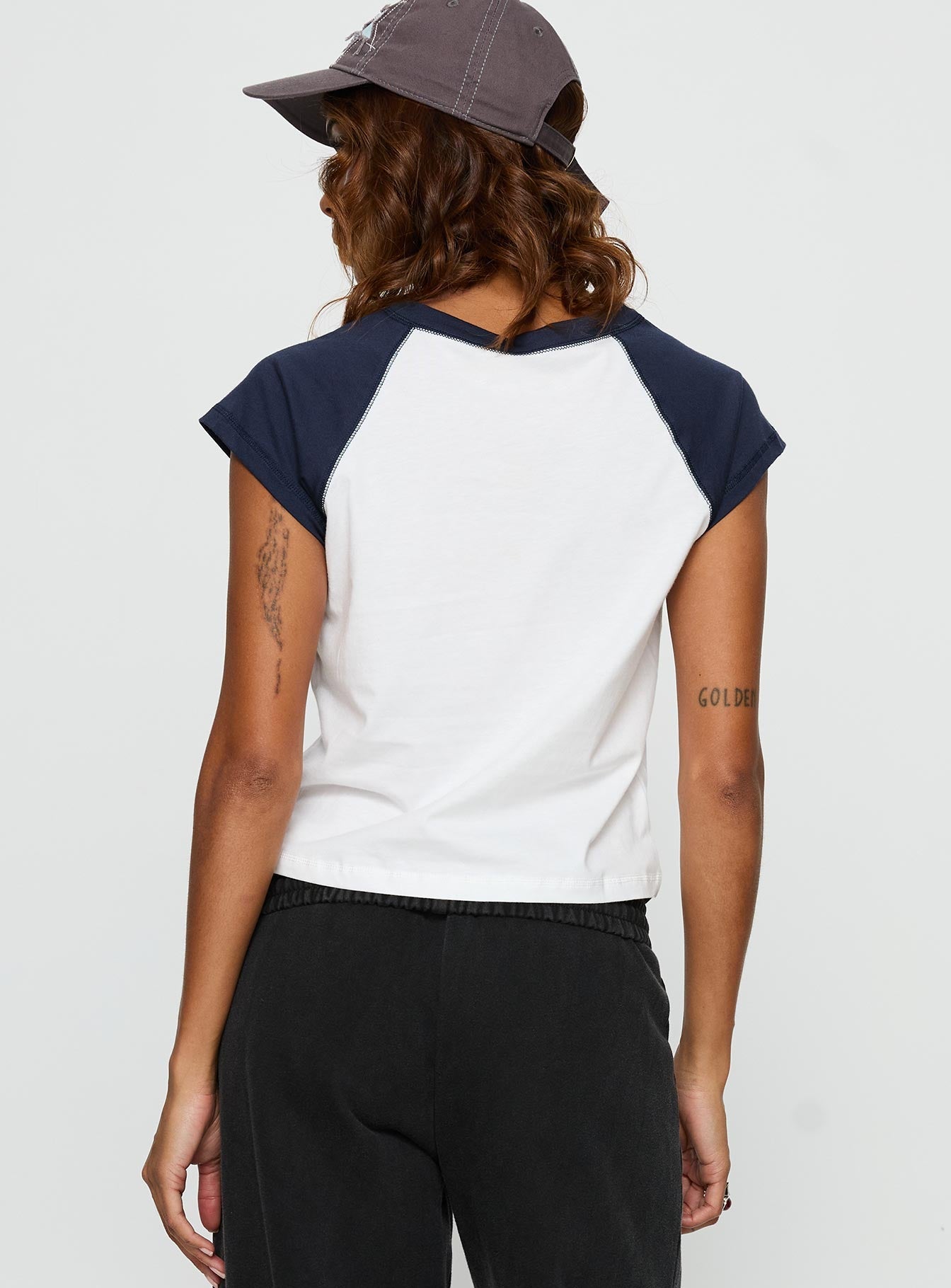 Southern Charm Graphic Baby Tee Navy / White