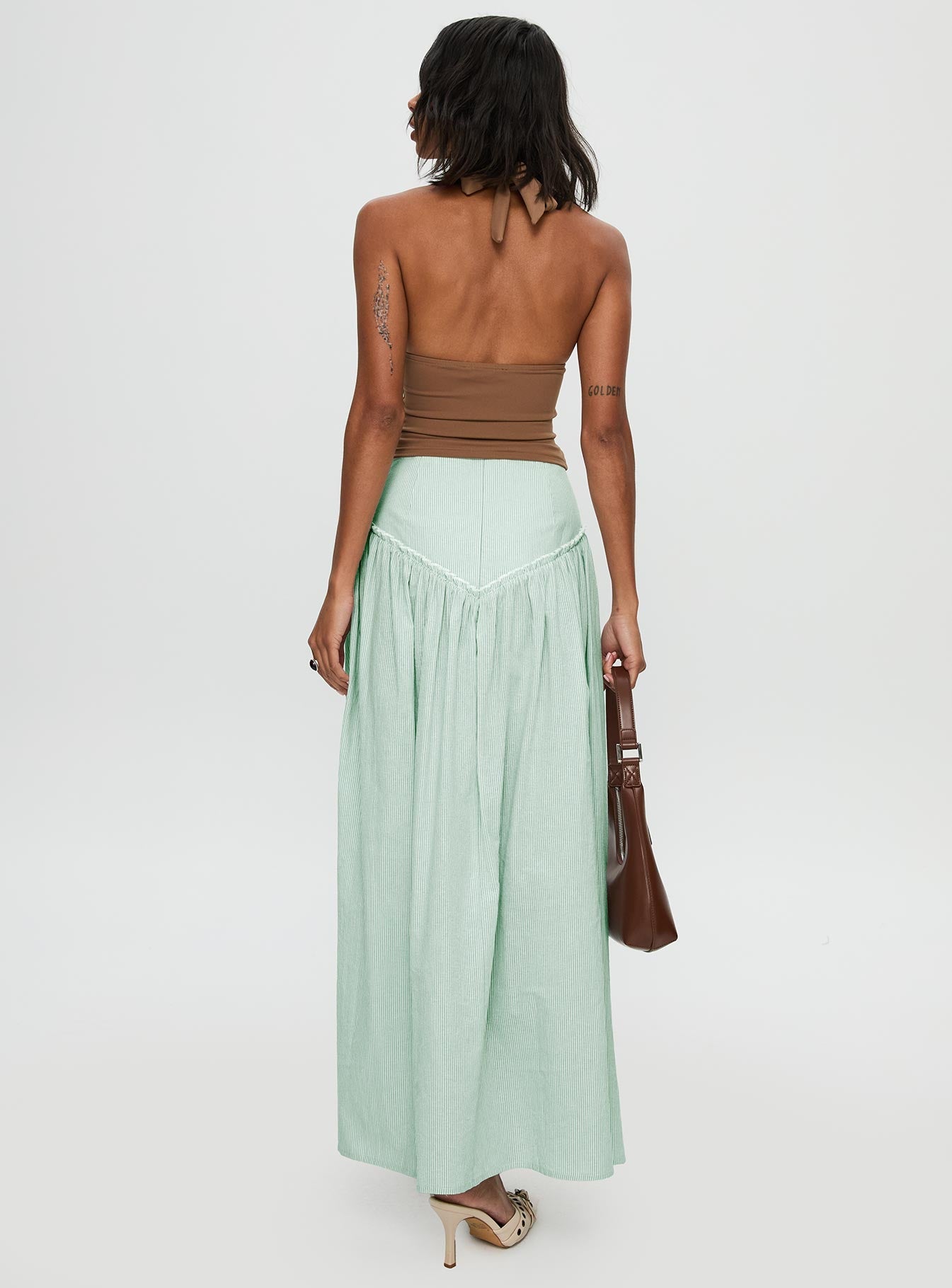 Yasemine Maxi Skirt Green / White