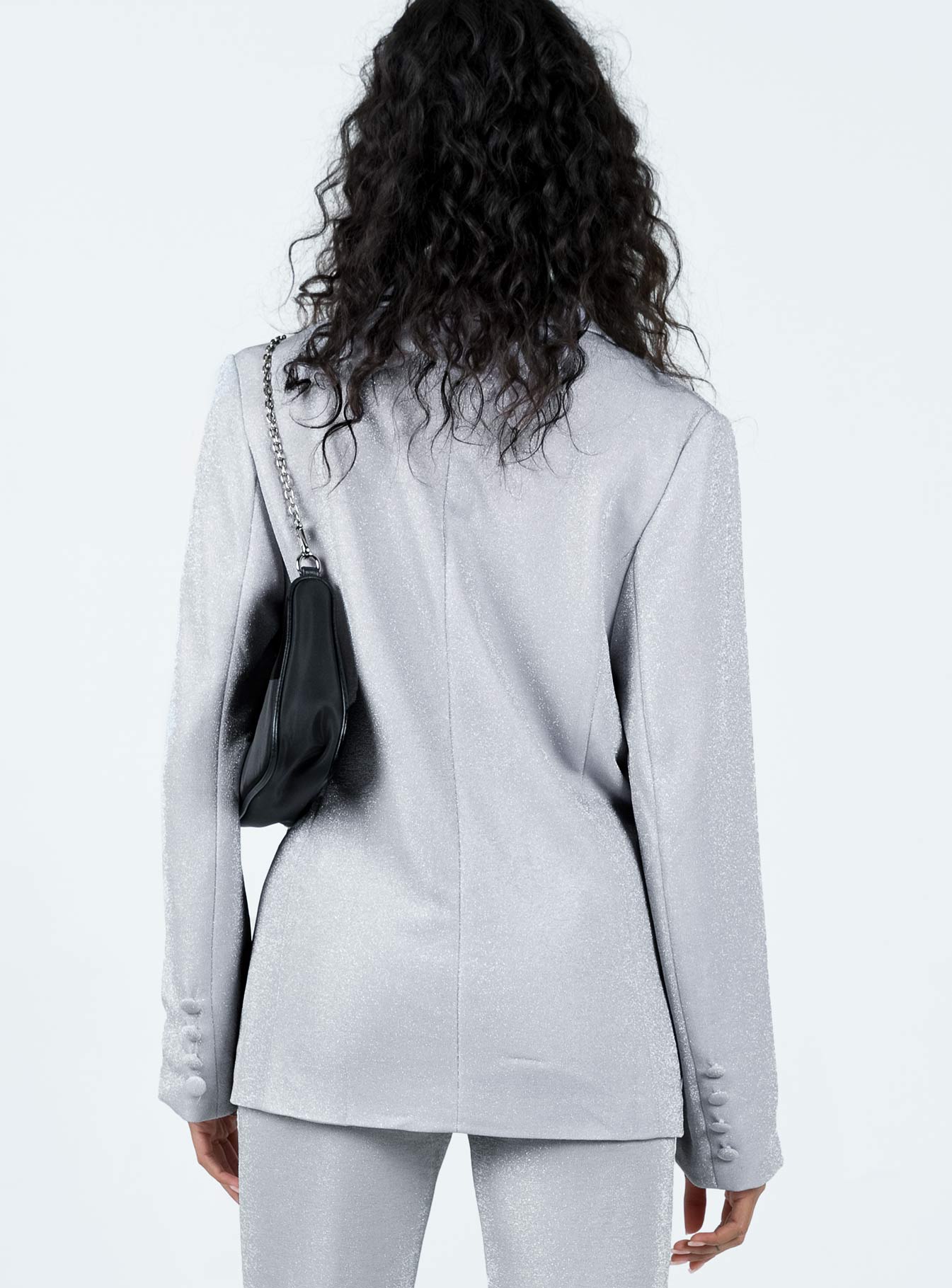 Croft Blazer Jacket Silver Glitter