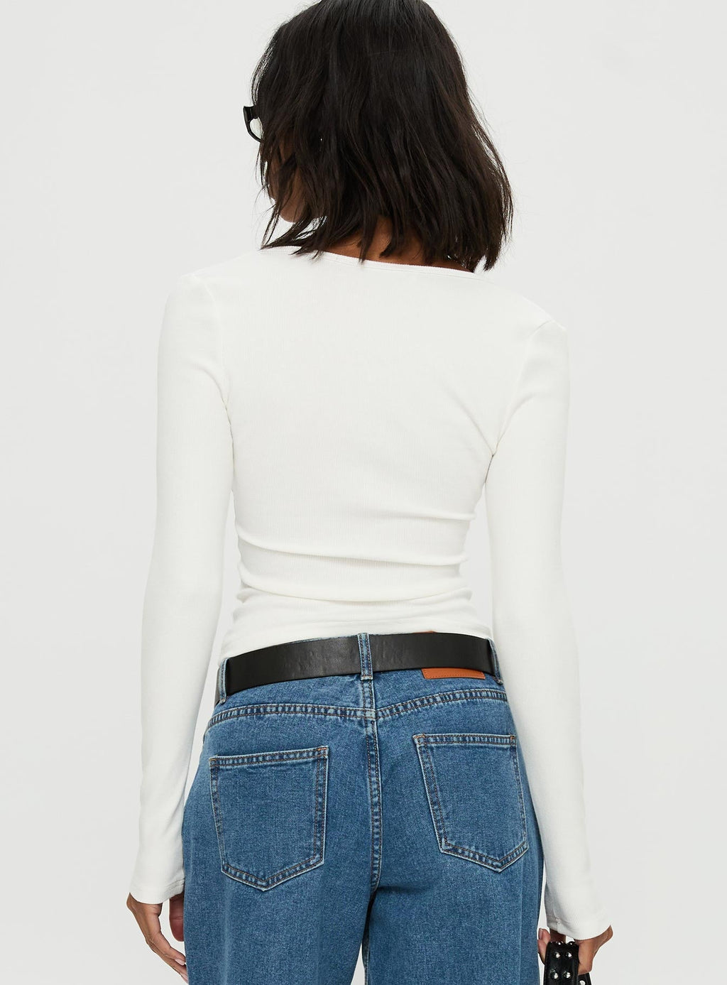 Baseline Rib Long Sleeve Top White