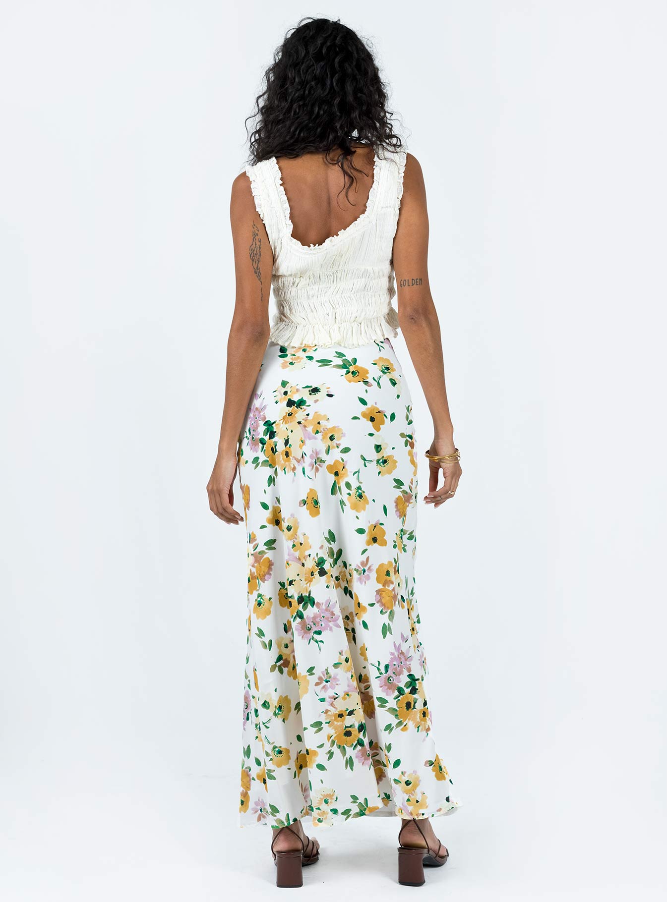 Thyme Maxi Skirt White Floral