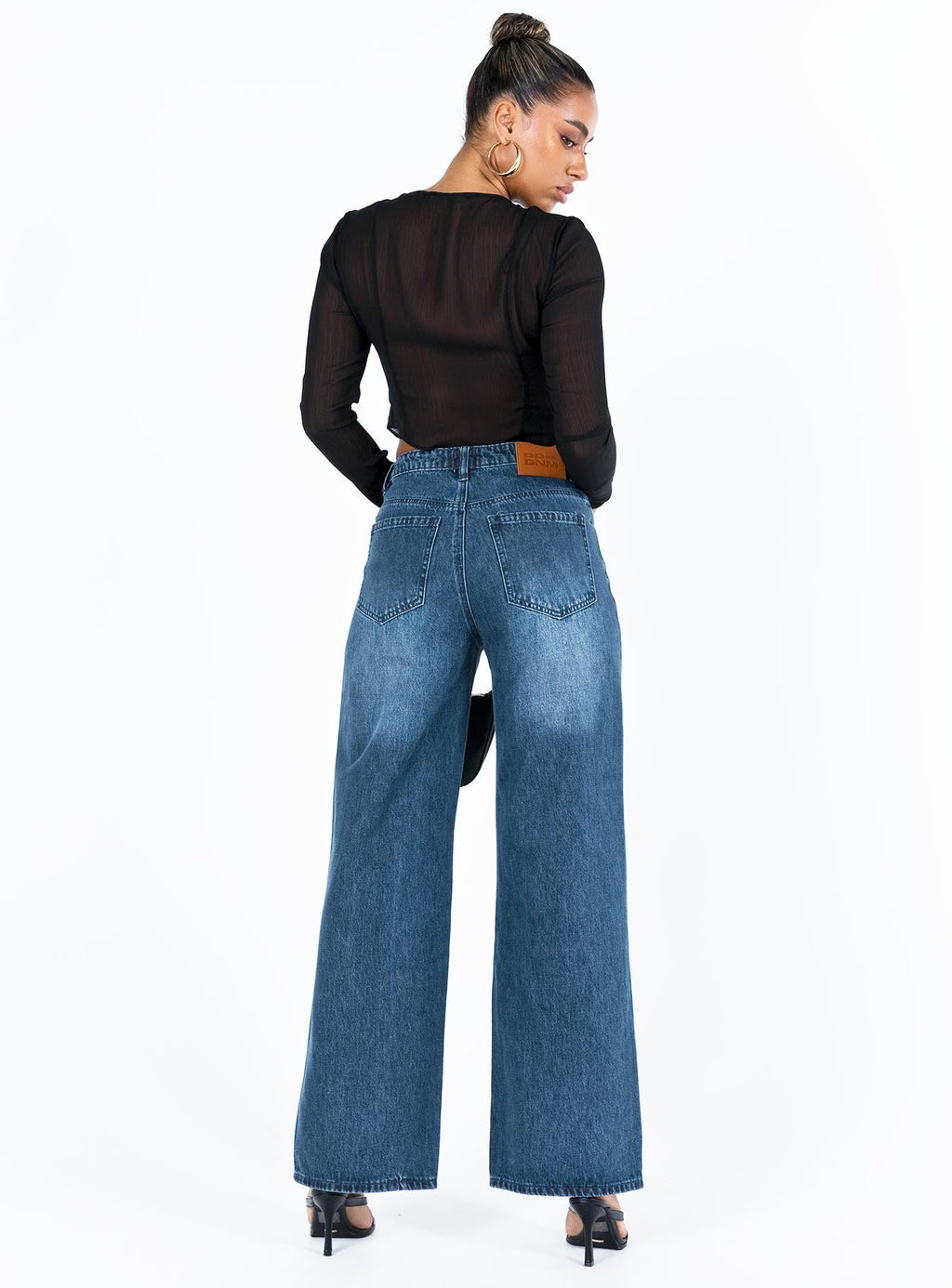 Karol V-waist Wide Leg Jeans Dark Wash Denim
