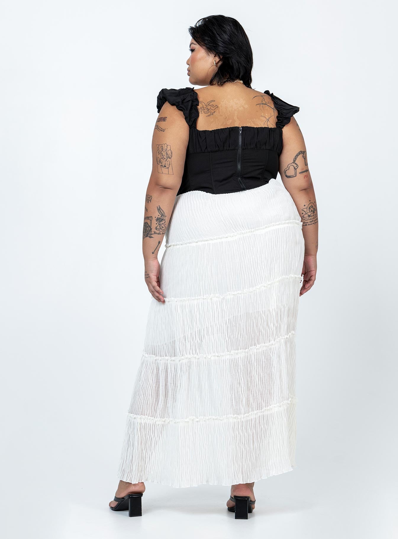 Sun Down Mid Rise Maxi Skirt Curve White