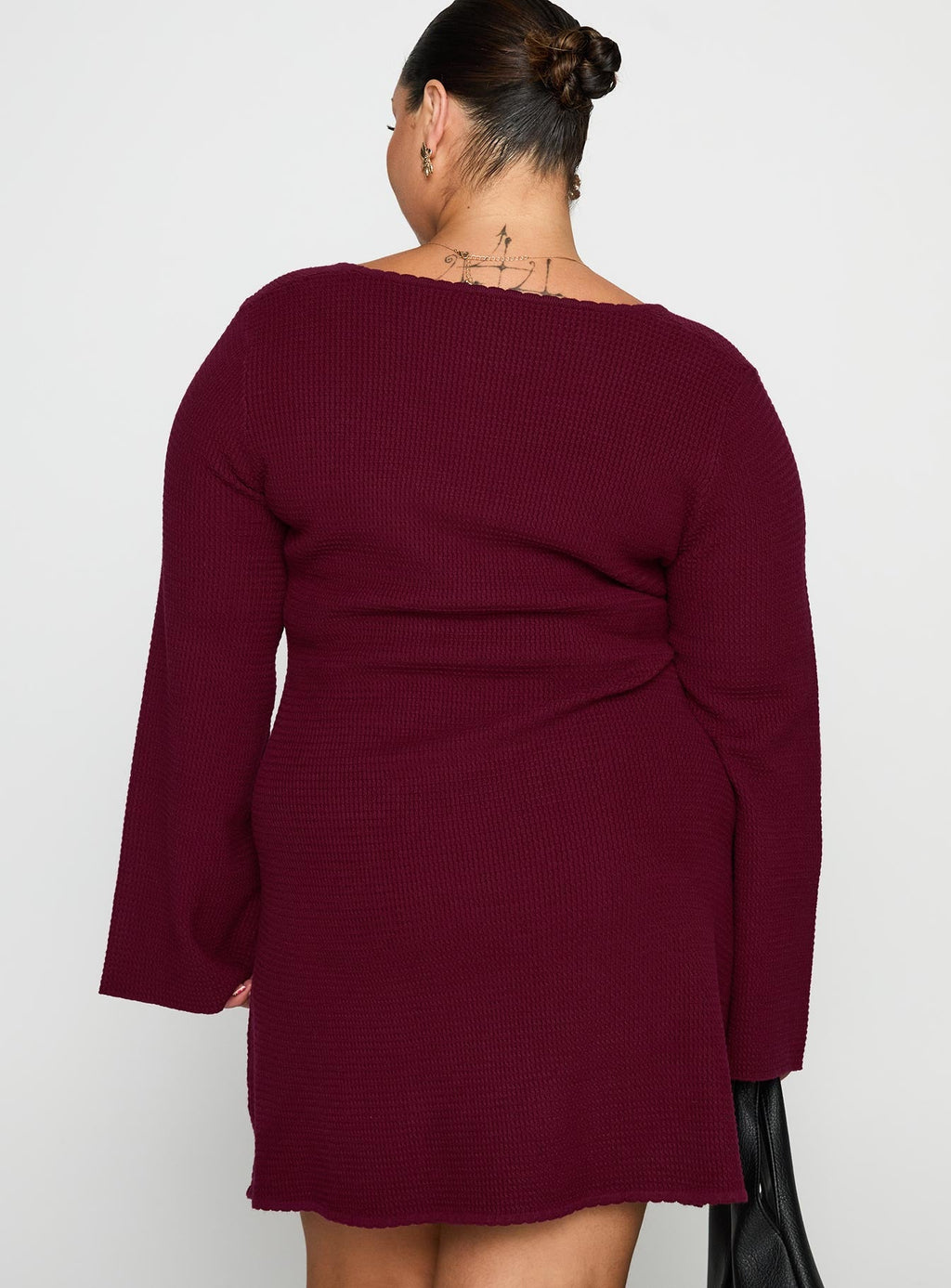 Sandyra Knit Mini Dress Maroon Curve