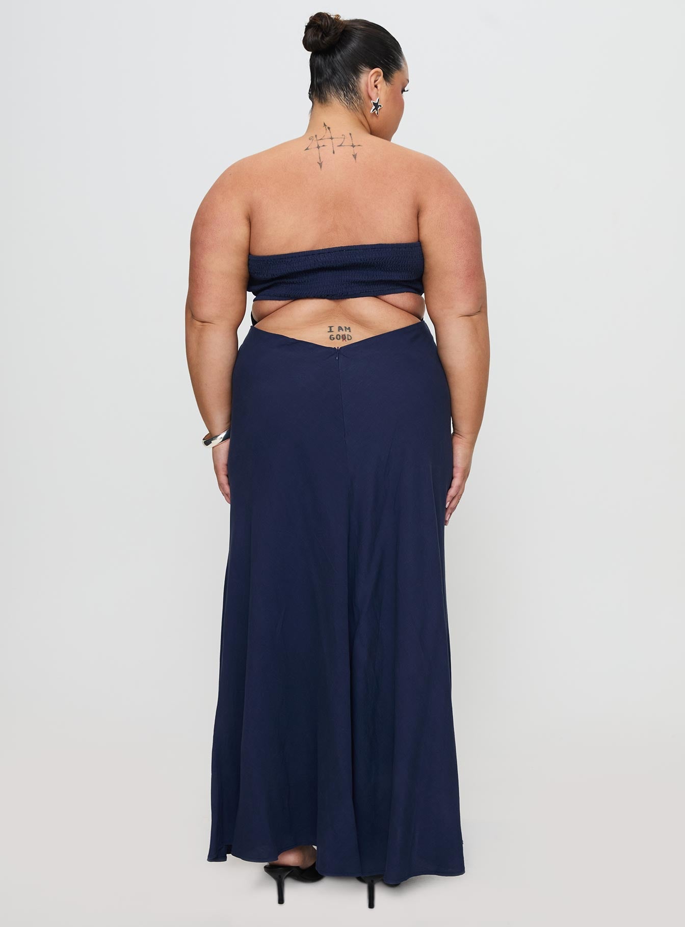 Yahir Strapless Maxi Dress Navy Curve