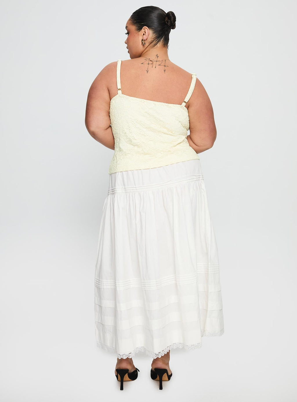Calling For You Flowy Maxi Skirt White Curve