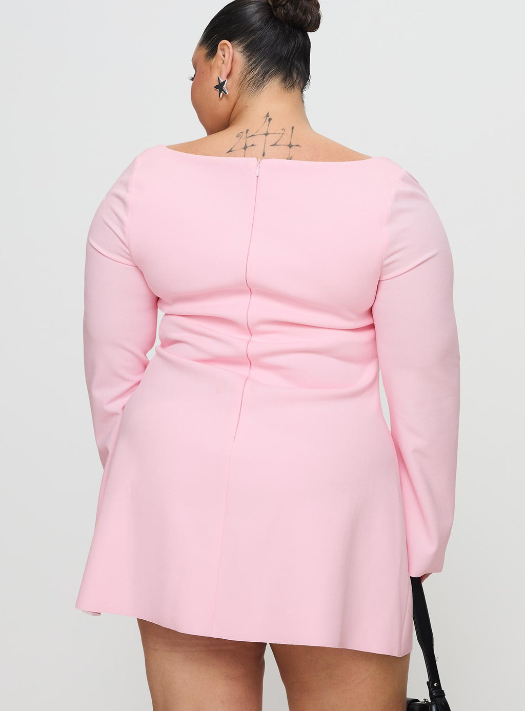 Bombshell Long Sleeve Mini Dress Pink Curve