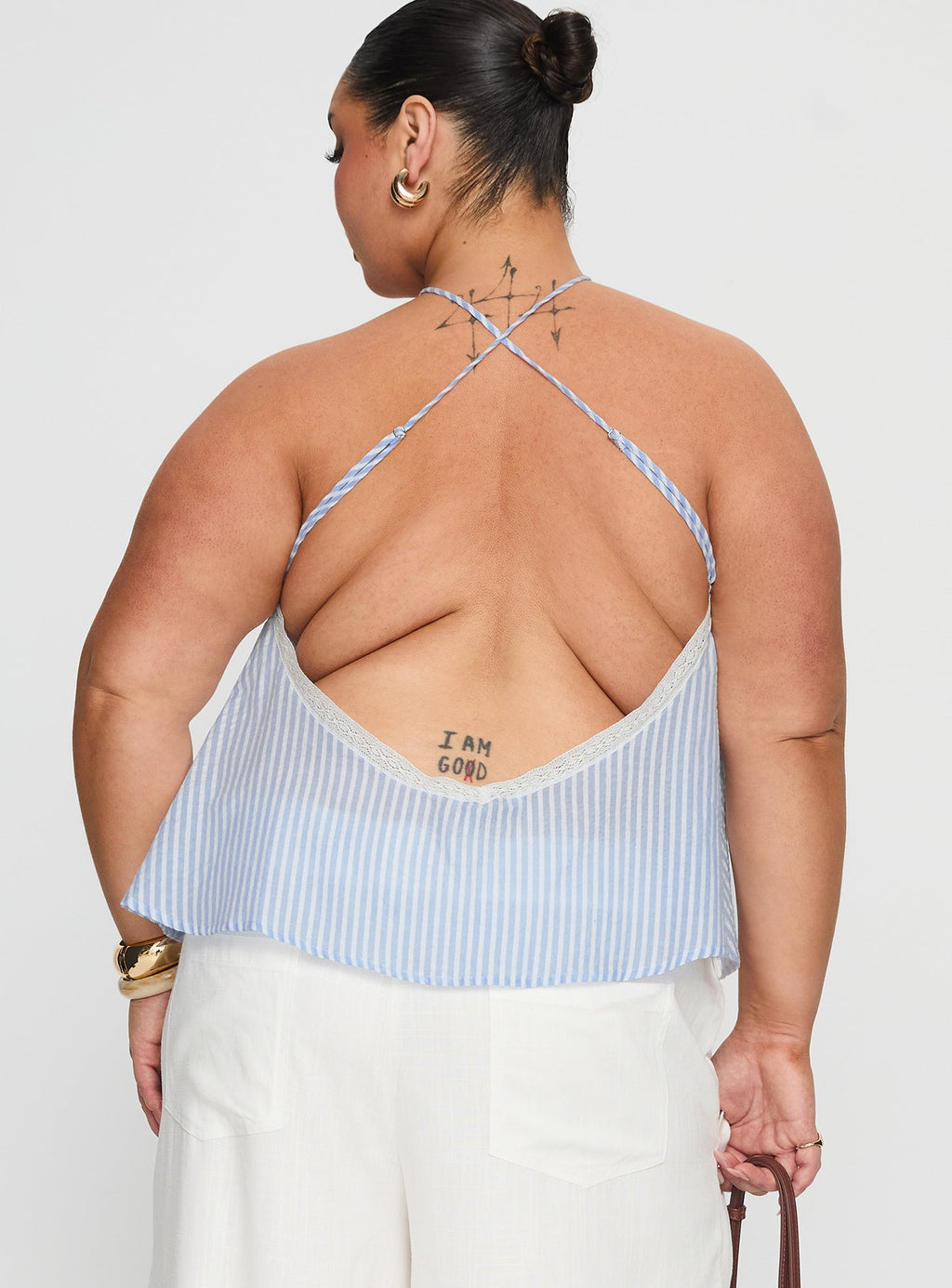Jezabele Halter Top Blue Stripe Curve