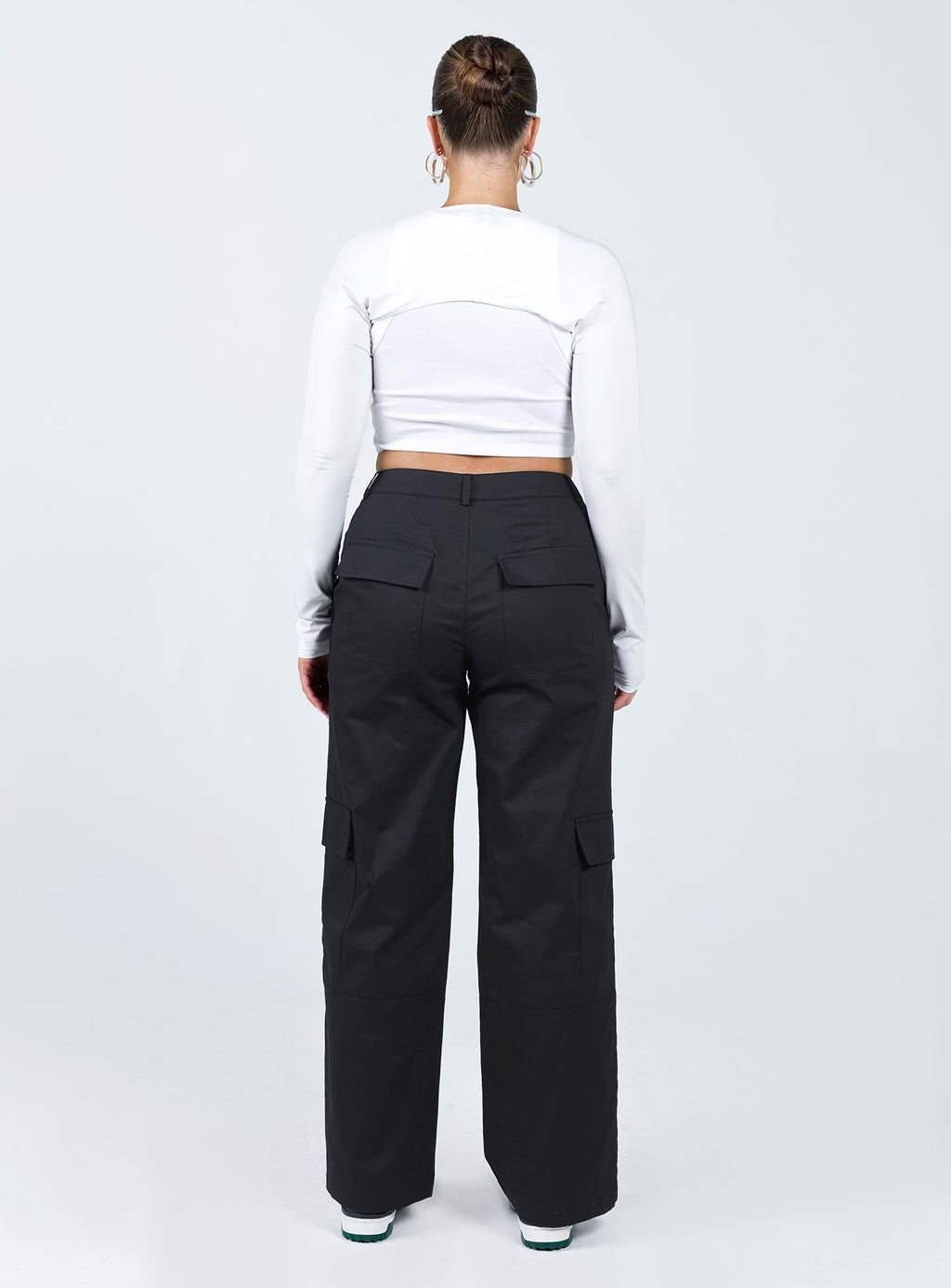 Luna Mid Rise Cargo Pants Black