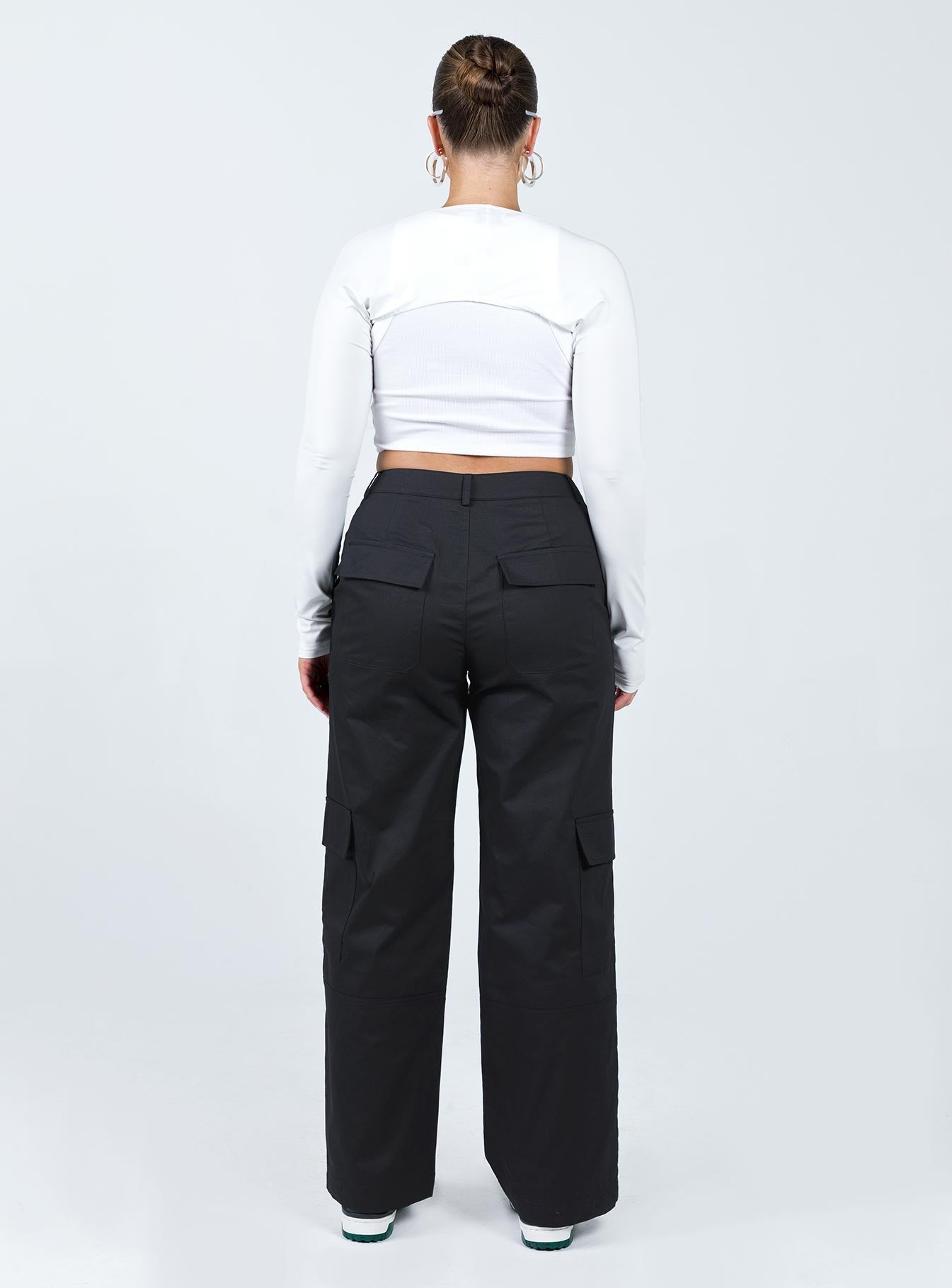 Luna Mid Rise Cargo Pants Black